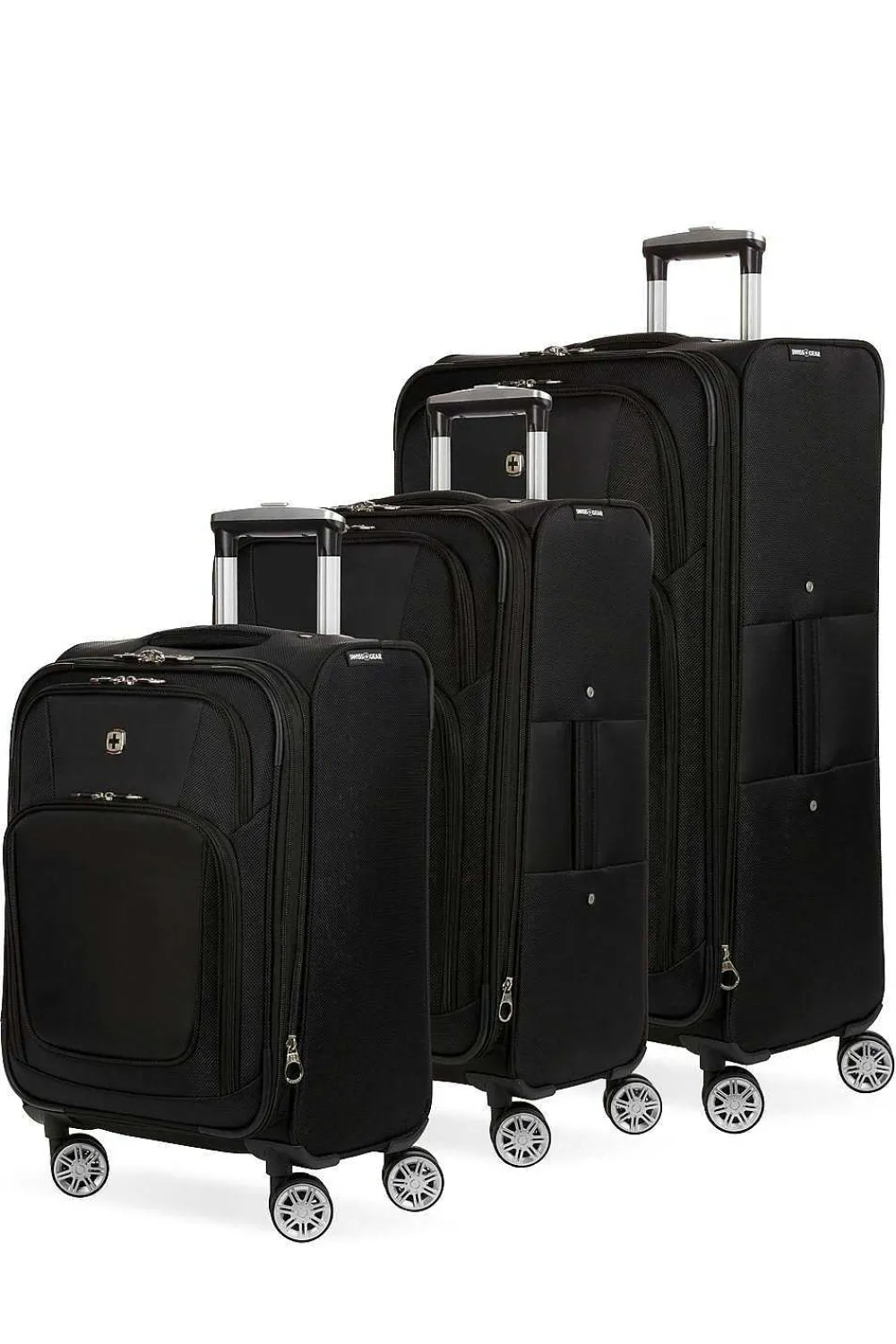SWISSGEAR 7768 Expandable 3Pc Spinner Luggage Set - Black> Softside