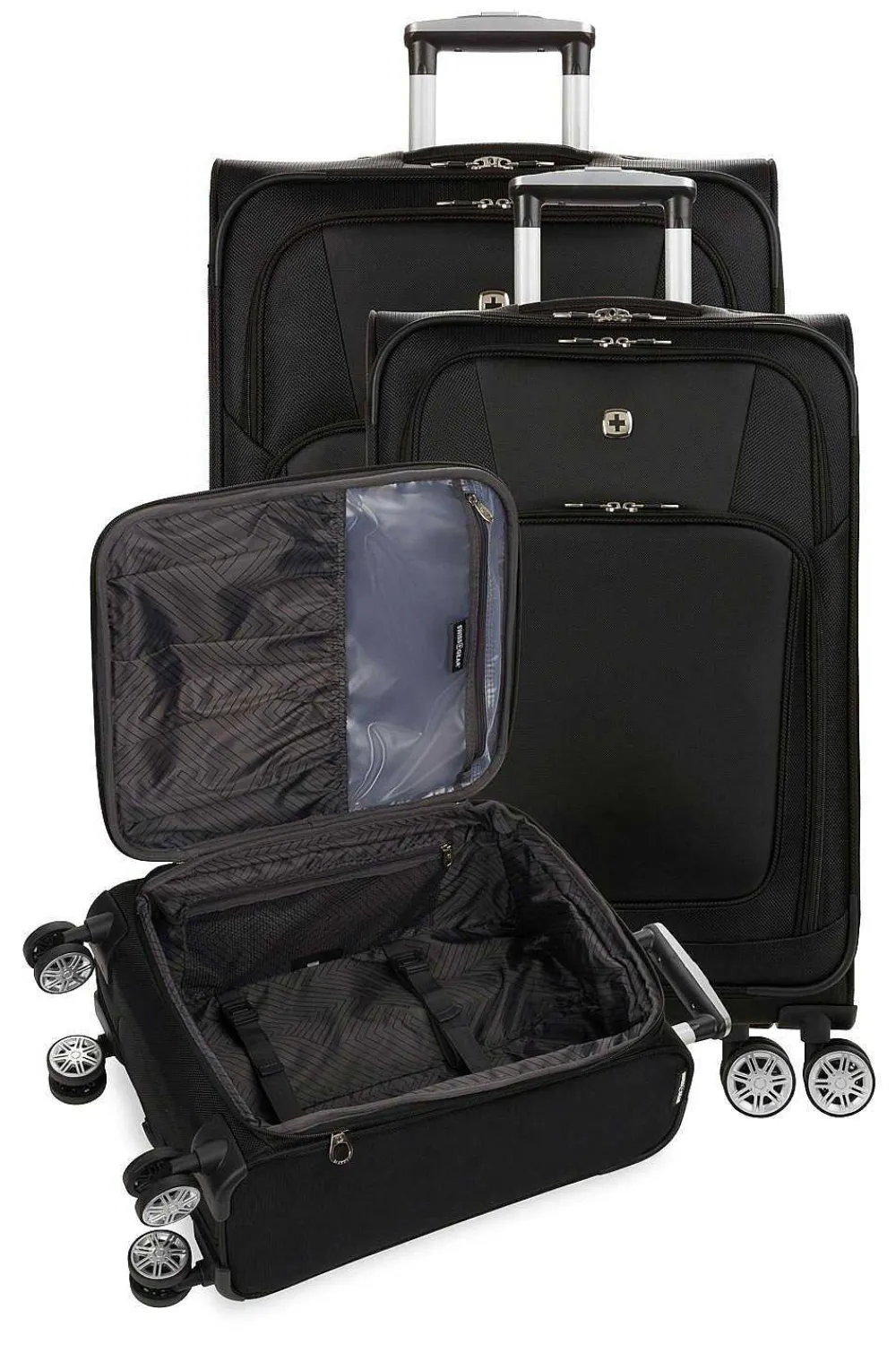 SWISSGEAR 7768 Expandable 3Pc Spinner Luggage Set - Black> Softside