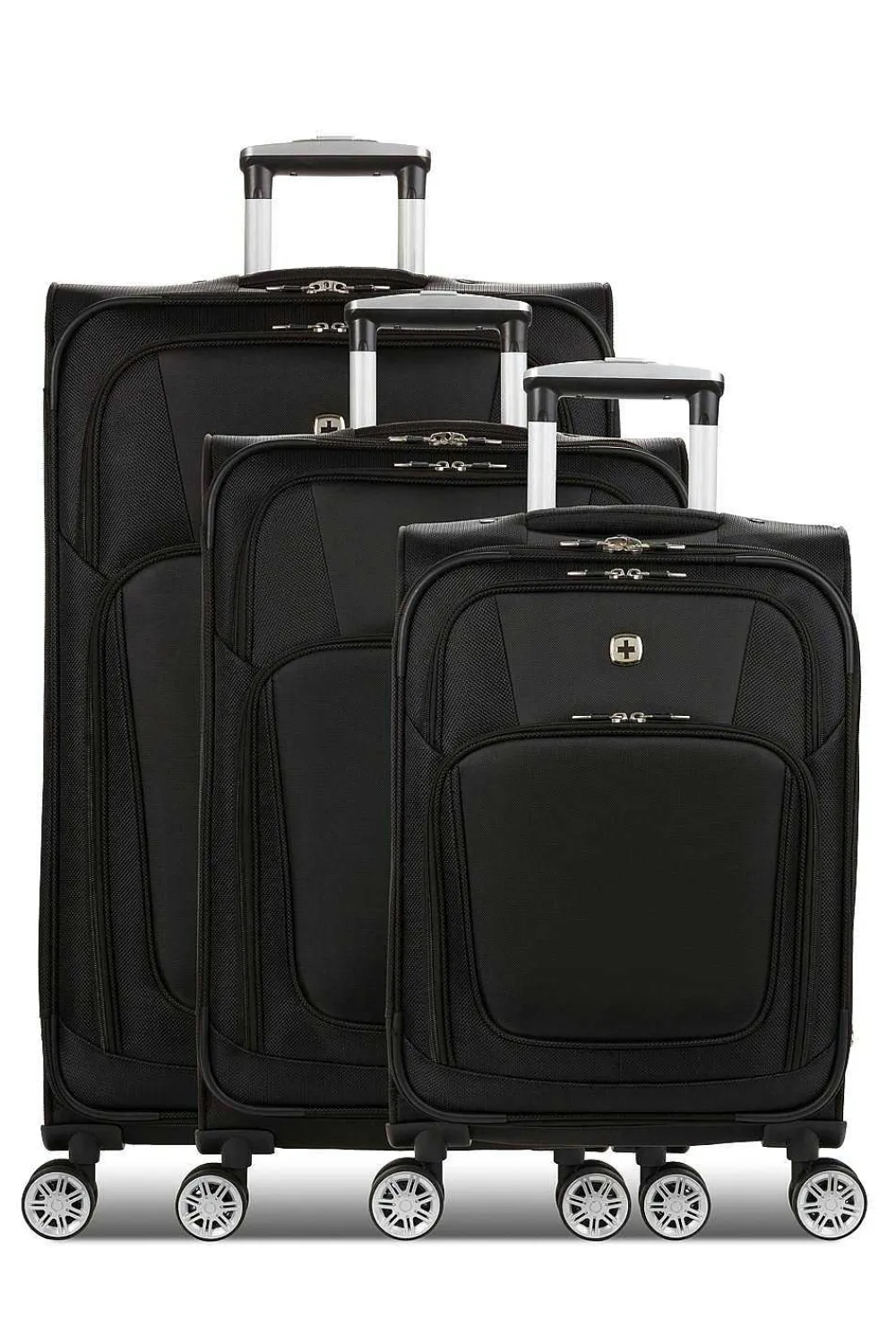 SWISSGEAR 7768 Expandable 3Pc Spinner Luggage Set - Black> Softside