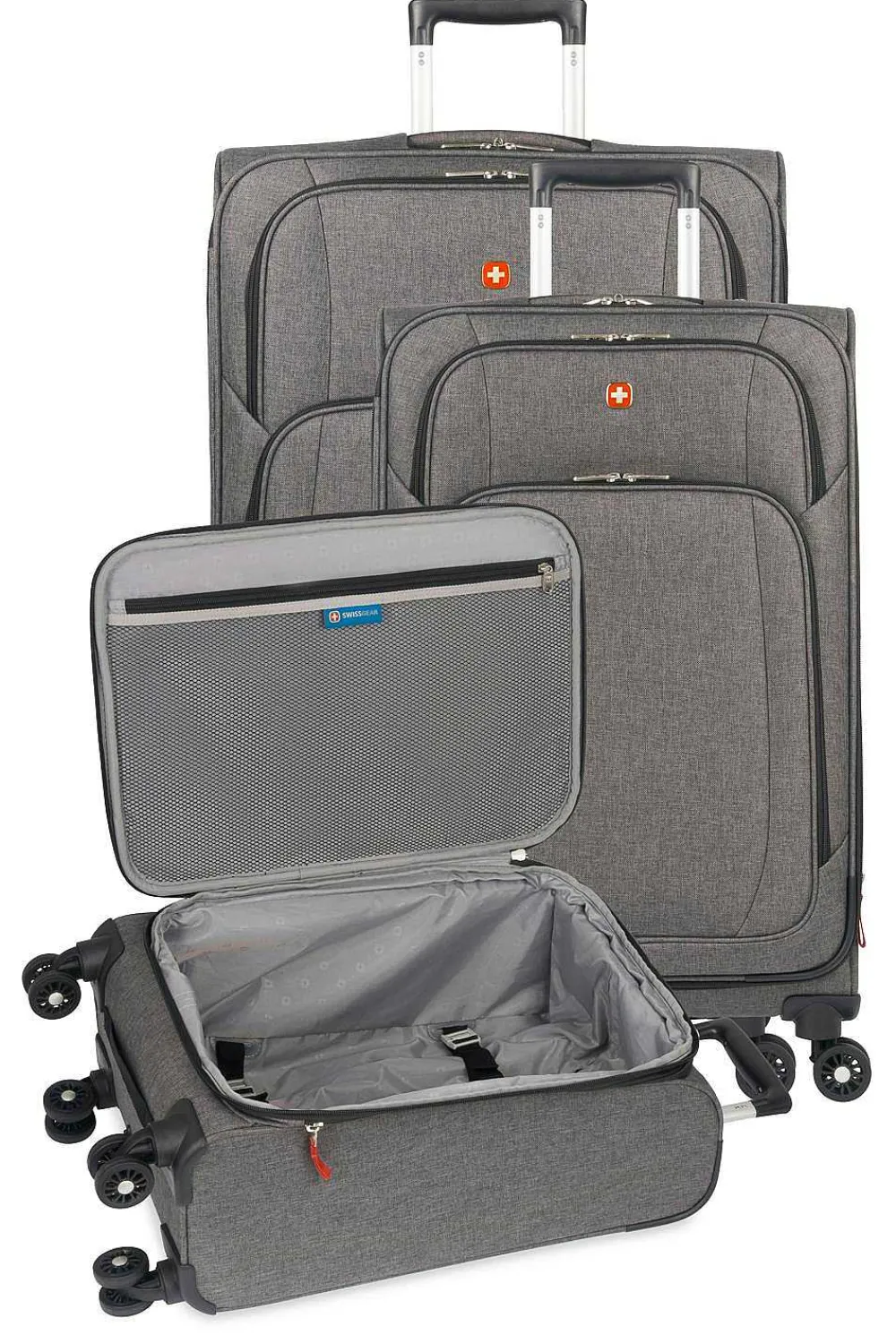 SWISSGEAR 7738 Expandable 3Pc Spinner Luggage Set - Gray Black> Luggage Sets