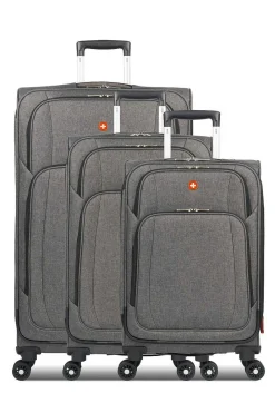 SWISSGEAR 7738 Expandable 3Pc Spinner Luggage Set - Gray Black><noscript><img width=