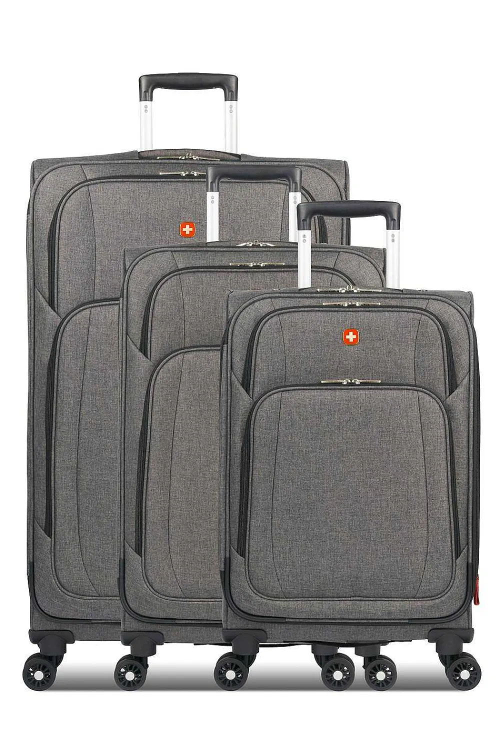 SWISSGEAR 7738 Expandable 3Pc Spinner Luggage Set - Gray Black> Softside