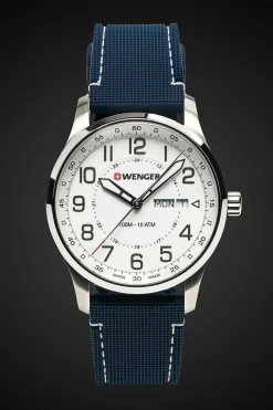 SWISSGEAR Wenger Attitude Watch - Stainless Steel With White Dial And Blue Silicone Strap><noscript><img width=