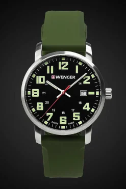 SWISSGEAR Wenger Avenue Watch - Stainless Steel With Black Dial And Green Silicone Strap> New Arrivals