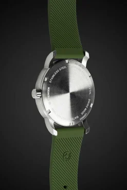SWISSGEAR Wenger Avenue Watch - Stainless Steel With Black Dial And Green Silicone Strap><noscript><img width=